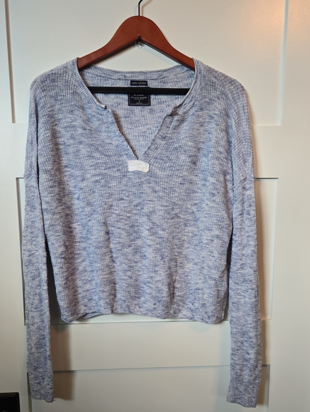 Abercrombie & Fitch Womens Blue Cotton Knit V neck Sweater Top Size Small